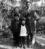 With his family